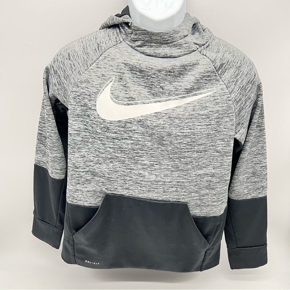 Nike Kids Unisex Kids Gray and Black Hoodie Size L